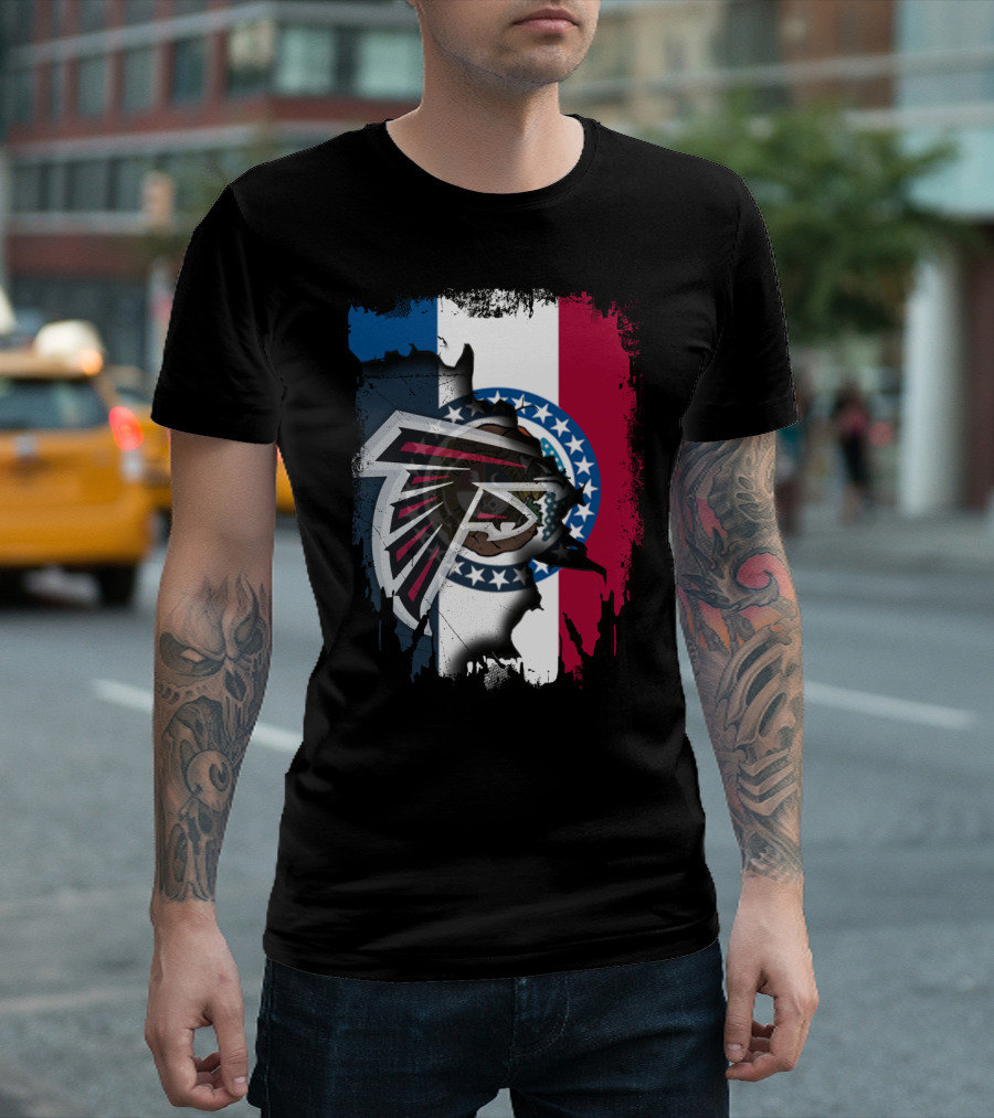 Together Missouri With Atlanta Falcons Blended With State Flag T-Shirt