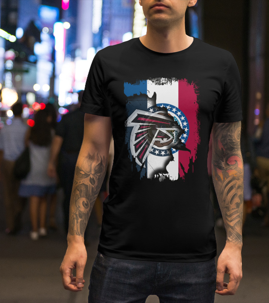 Together Missouri With Atlanta Falcons Blended With State Flag T-Shirt