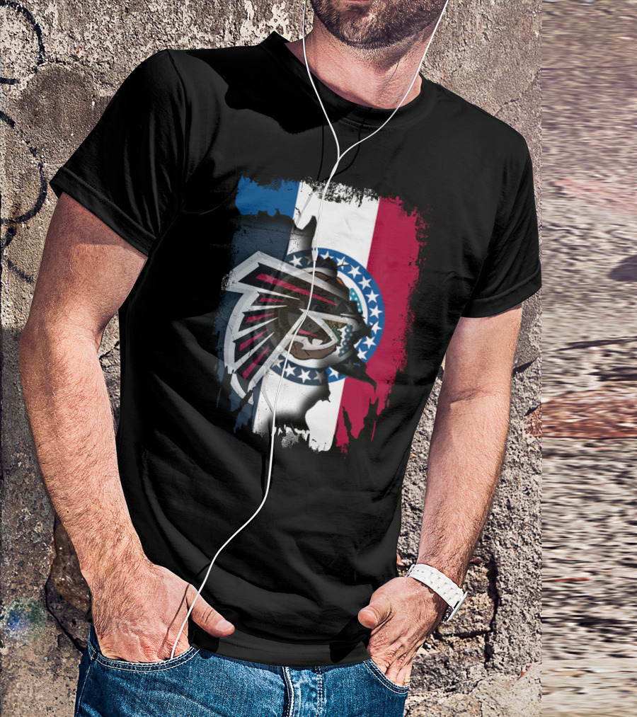 Together Missouri With Atlanta Falcons Blended With State Flag T-Shirt