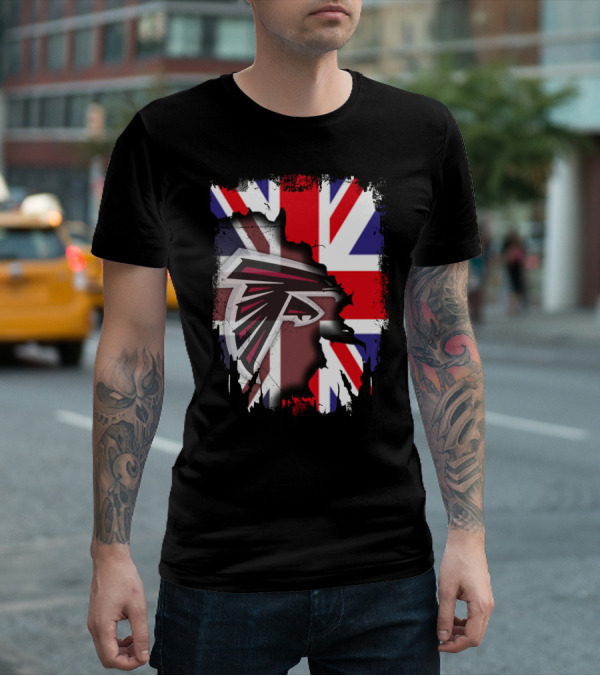 United Kingdom Flag With Falcons Logo Together T-Shirt