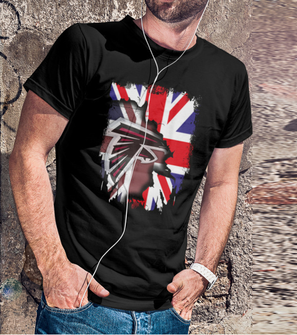 United Kingdom Flag With Falcons Logo Together T-Shirt