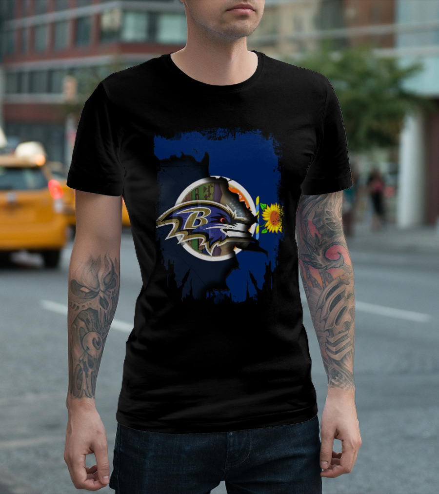 Kansas State Pride with Sunflower and Ravens T-Shirt