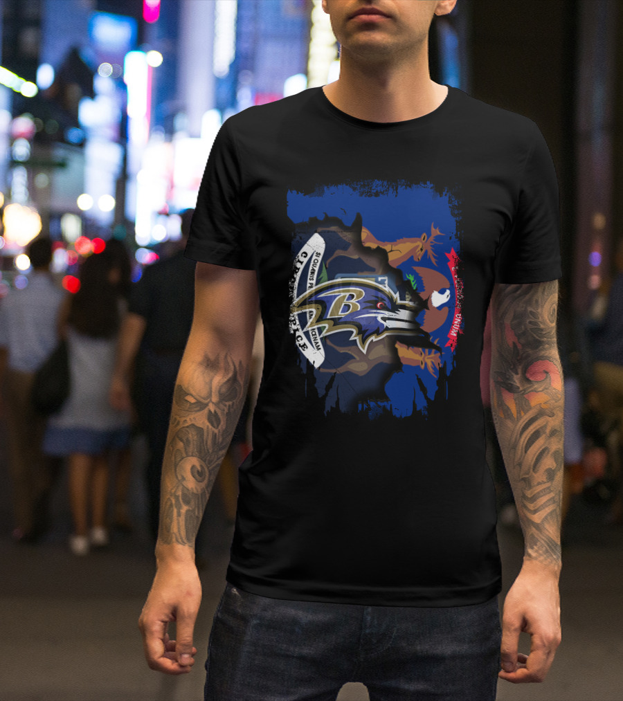 Michigan State Seal With Baltimore Ravens Logo Fusion T-Shirt