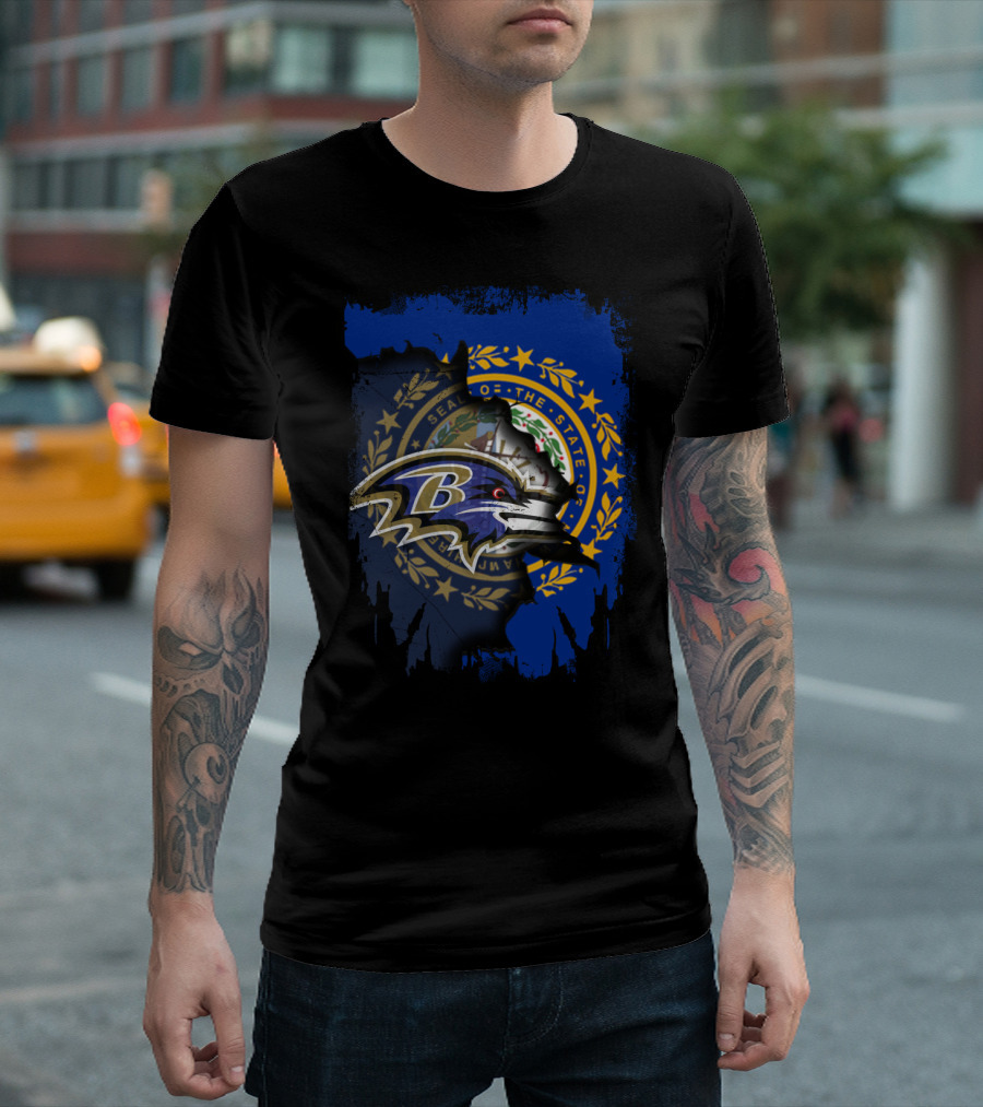 New Hampshire State Seal with Ravens NFL Logo Integration T-Shirt