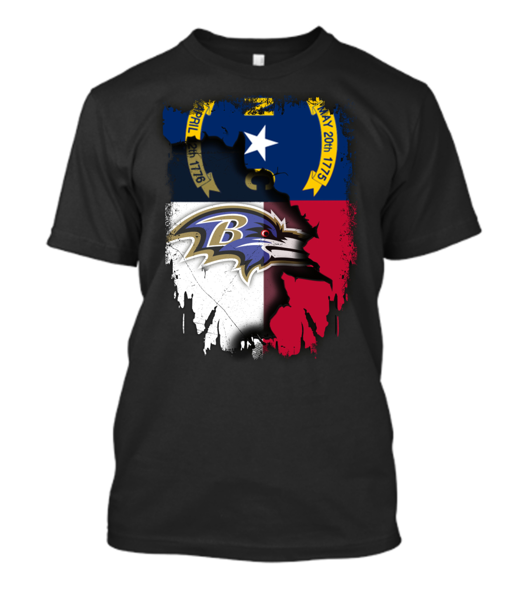 North Carolina State Flag Baltimore Ravens Football Team Fusion T-Shirt