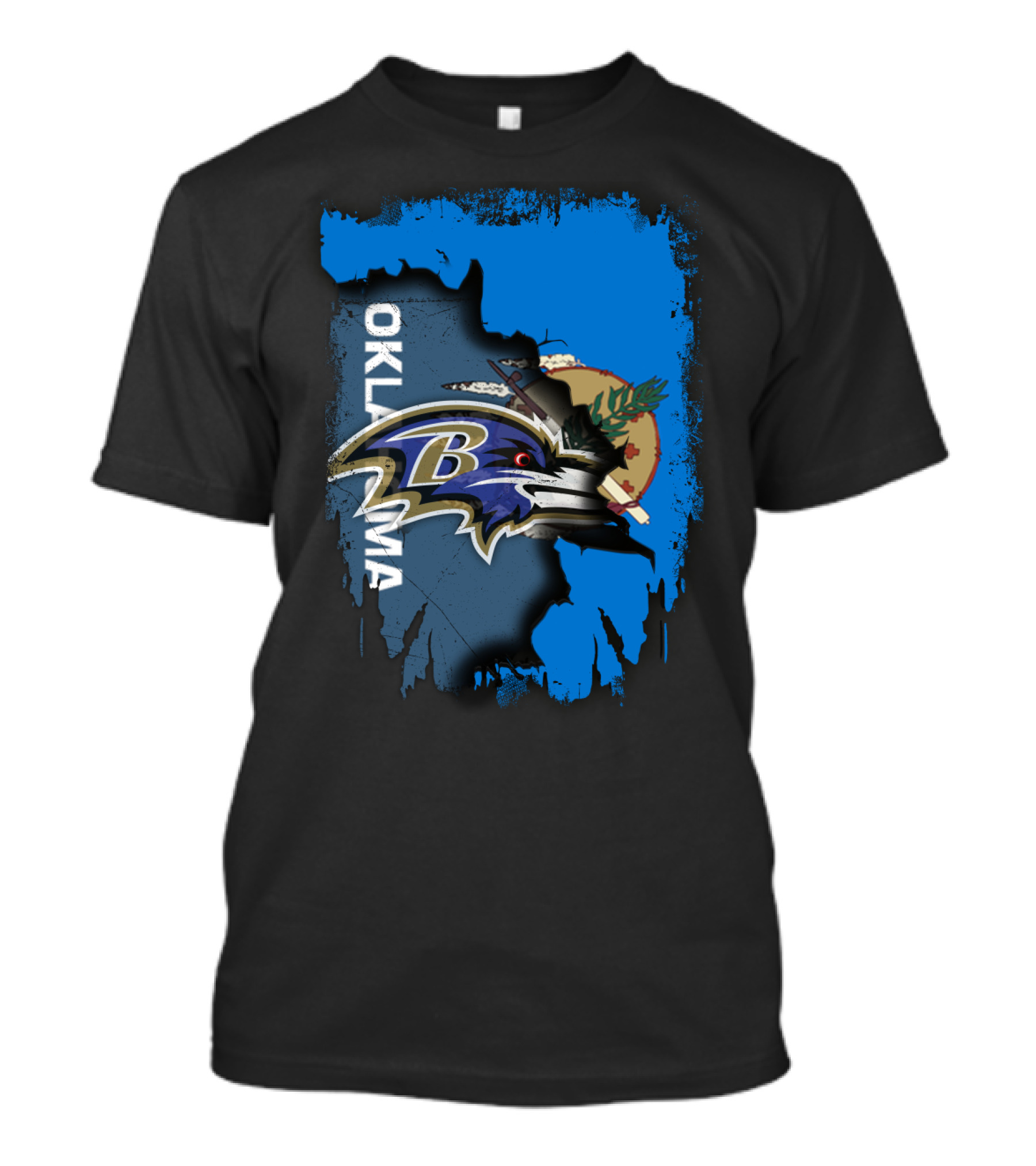 Oklahoma State Flag With Ravens Football Logo Integration T-Shirt