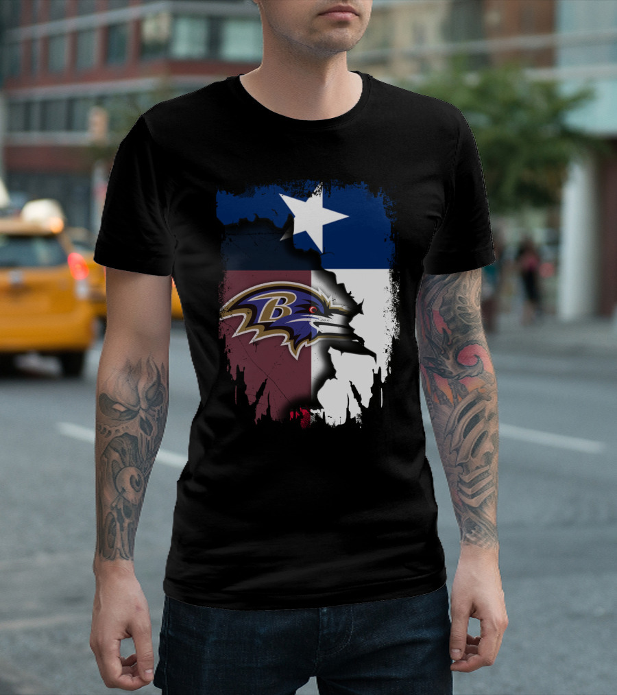 Texas and Baltimore Ravens Unity Featuring Lone Star and Team T-Shirt
