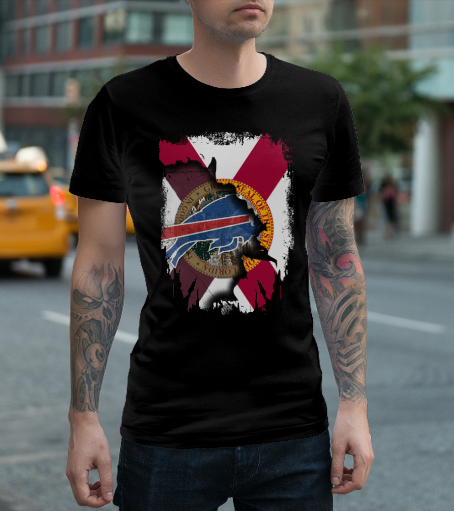 Florida State Seal And American Football Buffalo Symbol Together T-Shirt
