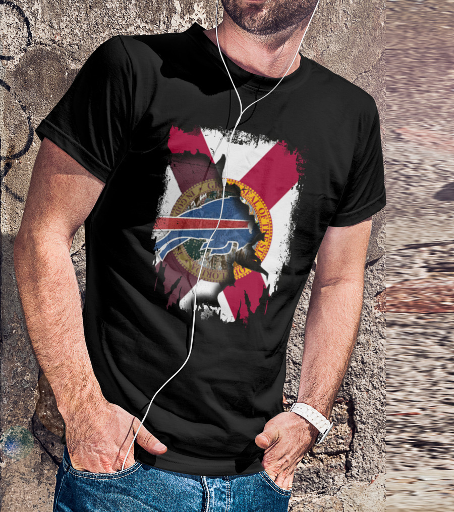 Florida State Seal And American Football Buffalo Symbol Together T-Shirt