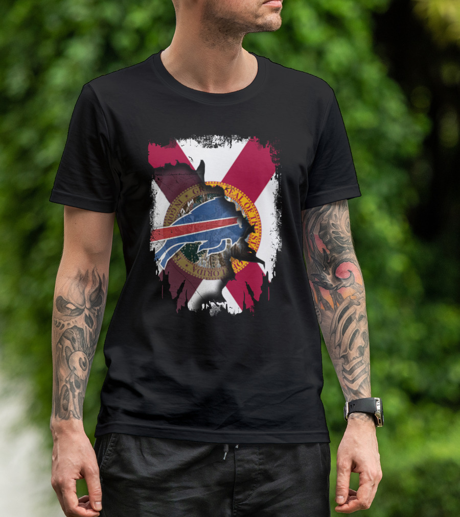 Florida State Seal And American Football Buffalo Symbol Together T-Shirt