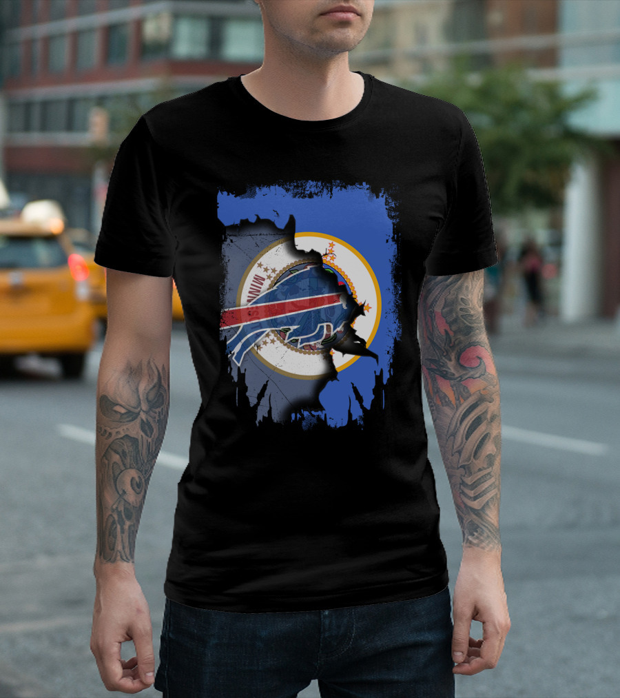 Together Minnesota Buffalo Bills State Flag Fusion T-Shirt