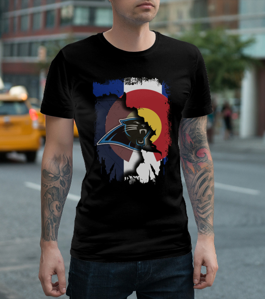 Colorado Flag with Panthers Logo Overlay T-Shirt