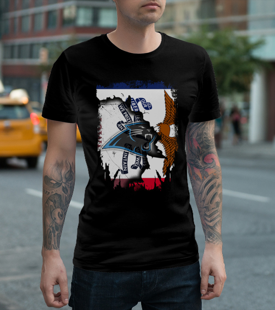 Iowa Panthers Emblem with Flag and Eagle T-Shirt