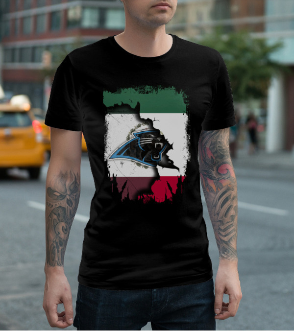 Together Mexico Carolina Panthers Flag Fusion T-Shirt