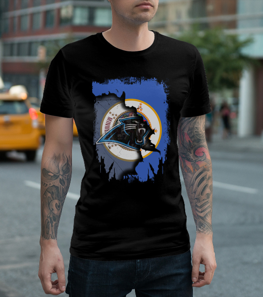 Together Minnesota With Carolina Panthers Logo And Minnesota State Seal T-Shirt