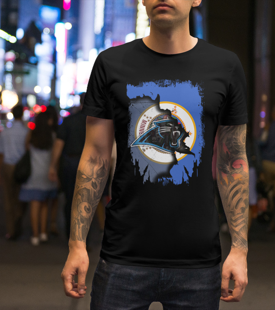 Together Minnesota With Carolina Panthers Logo And Minnesota State Seal T-Shirt