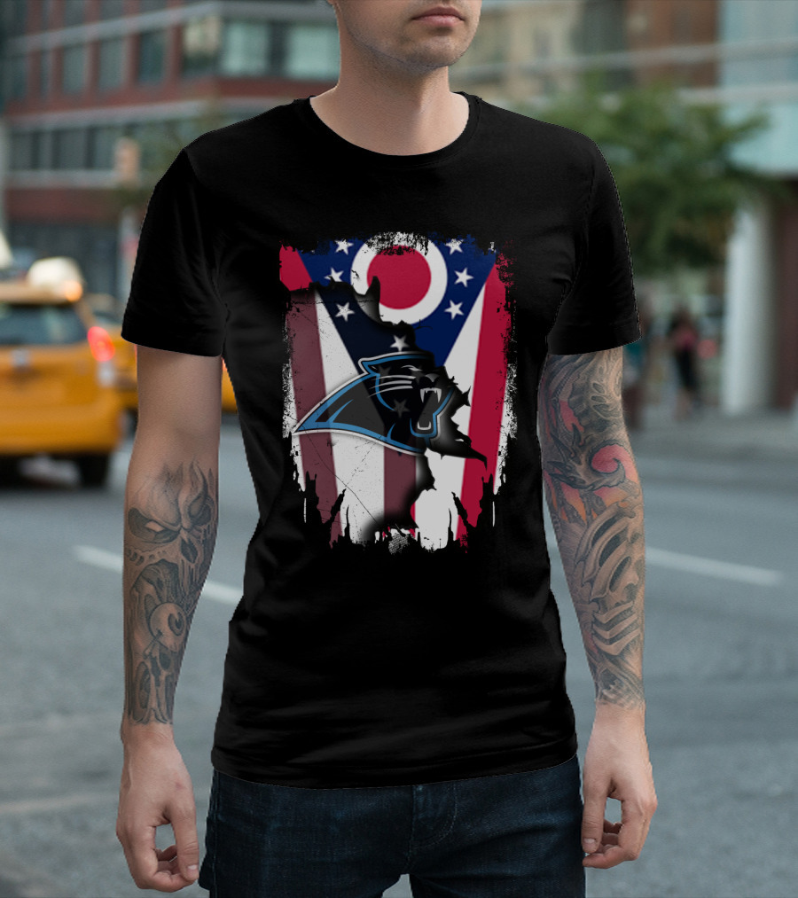 Ohio State Flag with Carolina Panthers T-Shirt