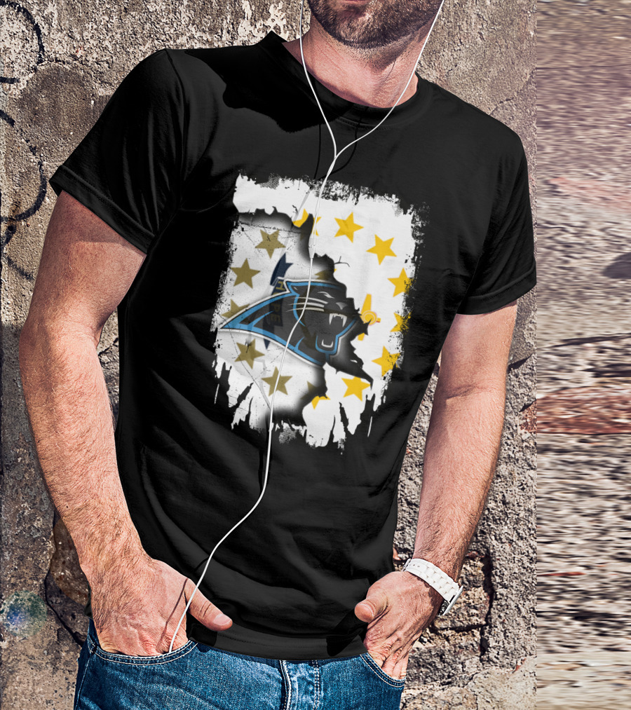 Rhode Island United With Carolina Panthers Logo And Stars T-Shirt
