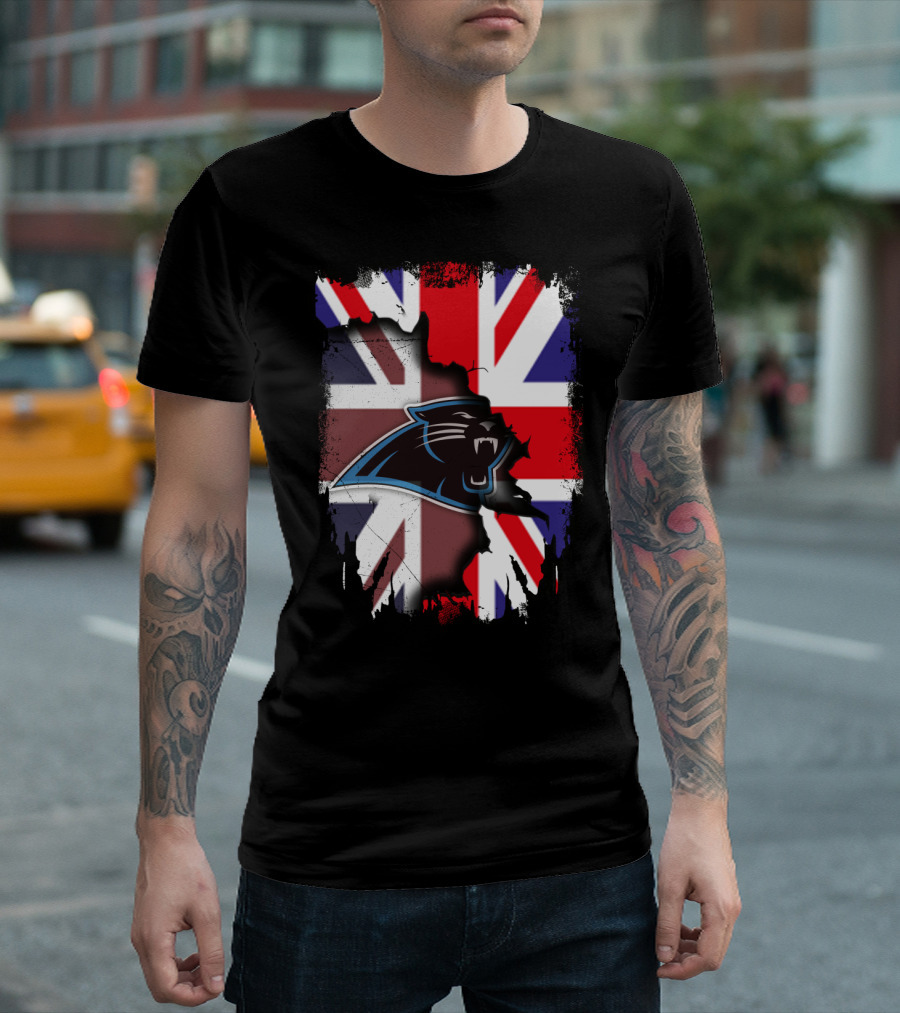 United Kingdom Flag with Panthers Logo Overlay T-Shirt