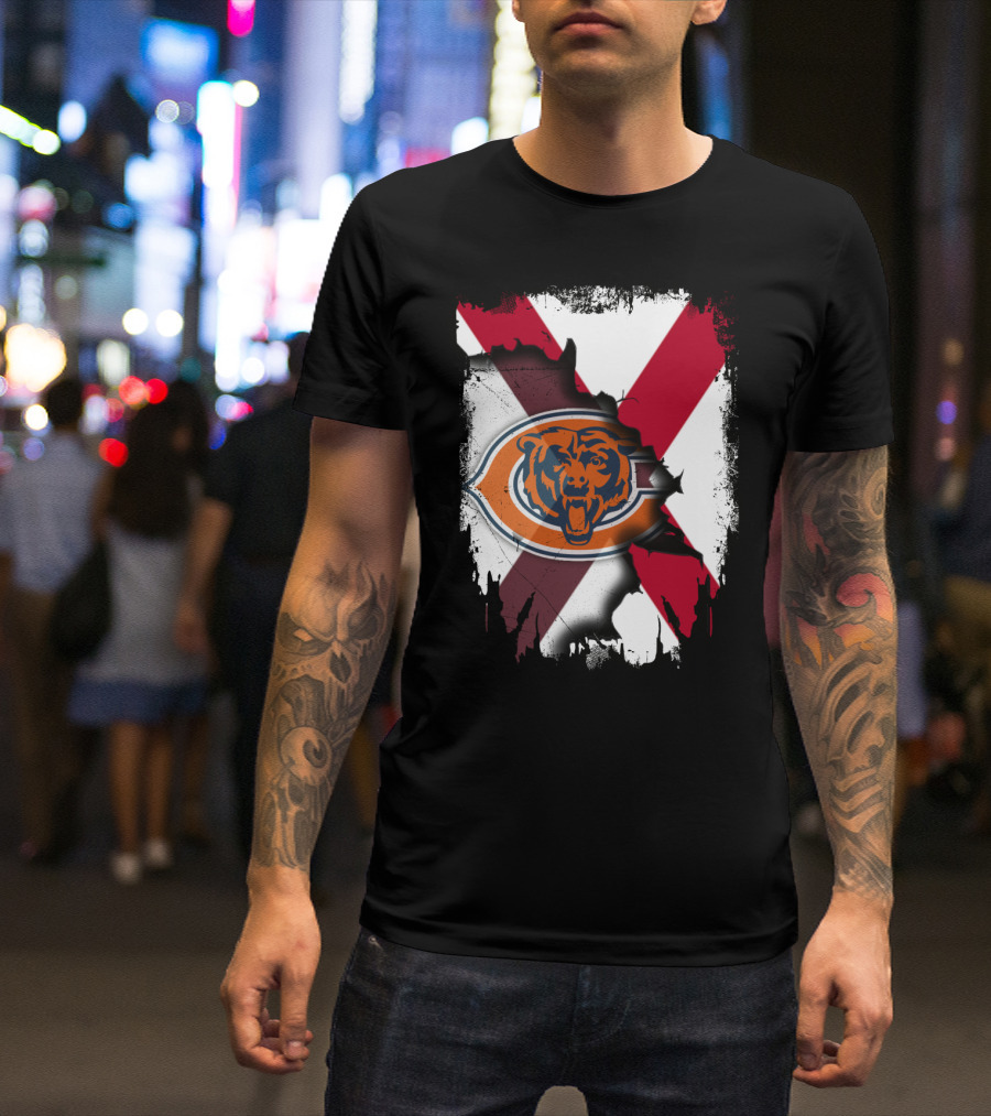 Alabama State Flag With Chicago Bears T-Shirt