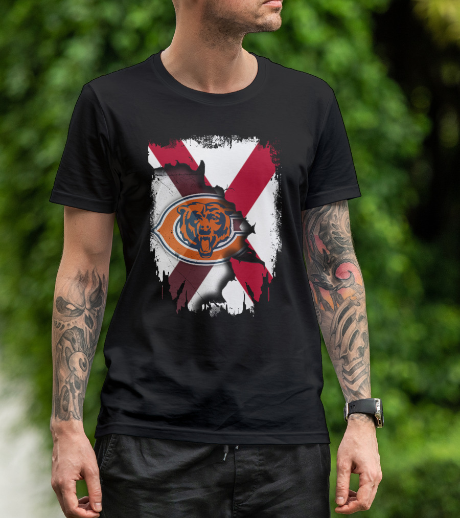 Alabama State Flag With Chicago Bears T-Shirt
