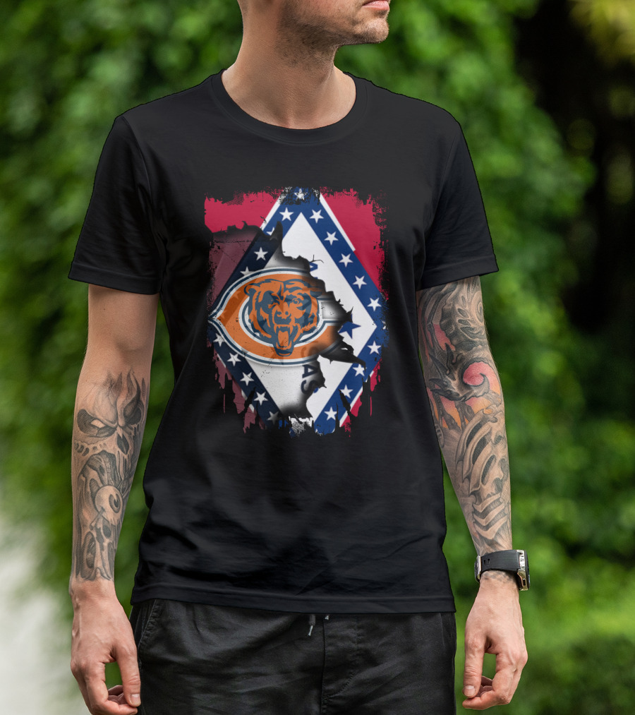 Arkansas State Pride With Chicago Bears Logo Integration T-Shirt