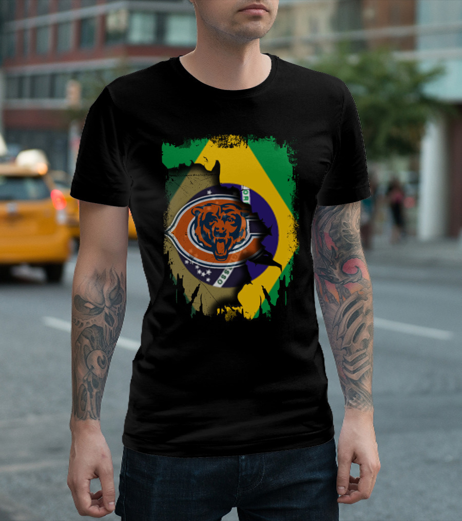 Together Brazil With Bears Logo and Flag Fusion T-Shirt
