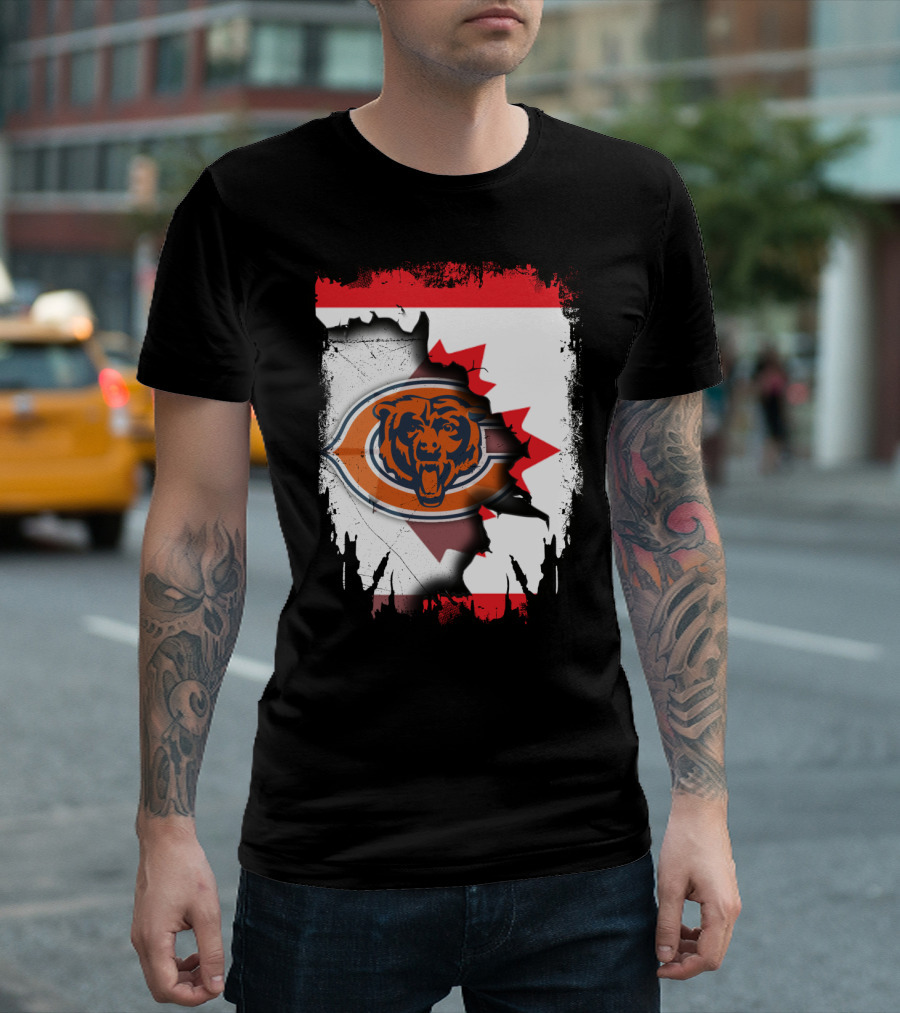 Canada Bears Logo Ripped Flag T-Shirt