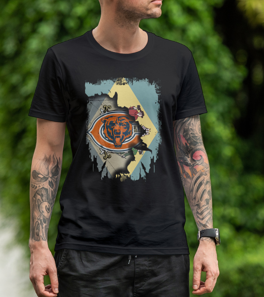 Together Delaware With Chicago Bears Logo And State Flag Elements T-Shirt