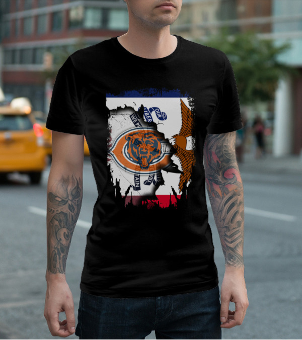 Chicago Bears Iowa Pride USA Flag Eagle Patriot T-Shirt