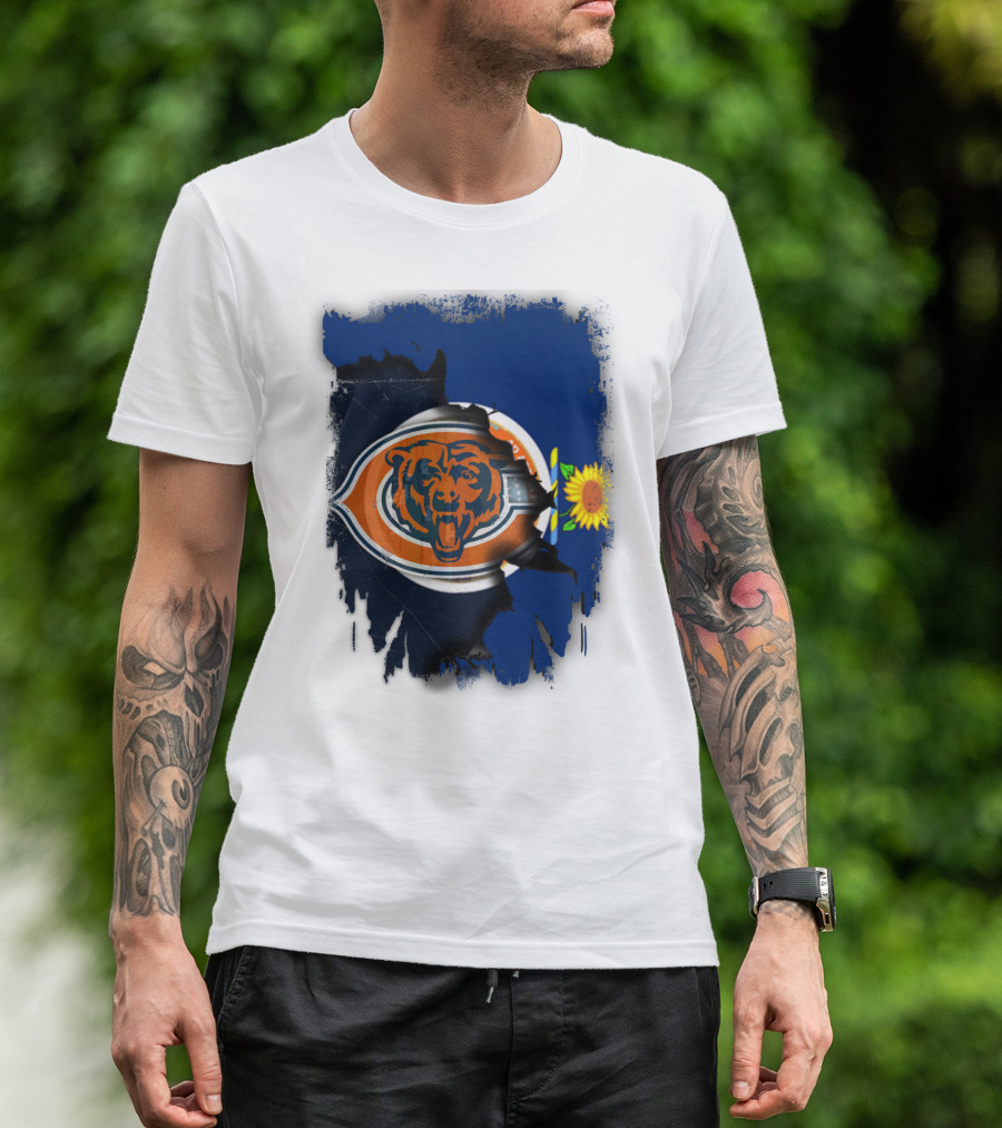 Kansas Sunflower With Chicago Bears T-Shirt