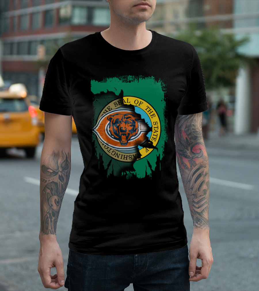 Together Washington Seal with Chicago Bears Logo Integration T-Shirt