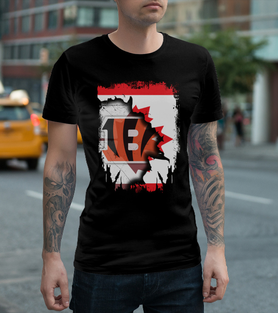 Together Canada with Cincinnati Bengals Flag Fusion T-Shirt