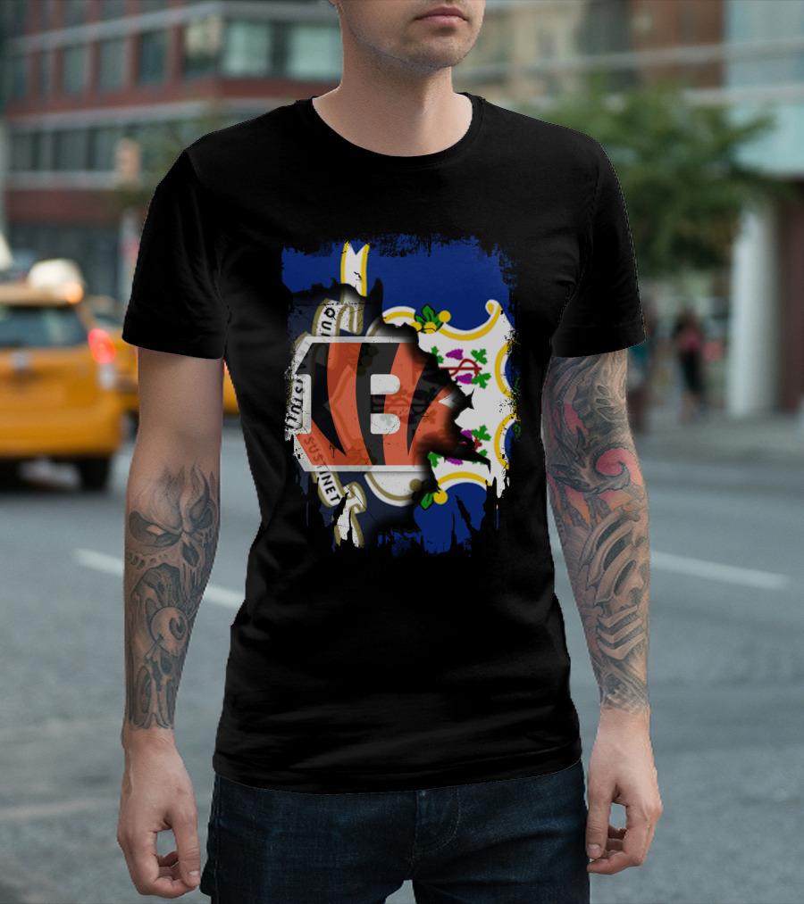 Connecticut Love for Bengals Football Fusion T-Shirt