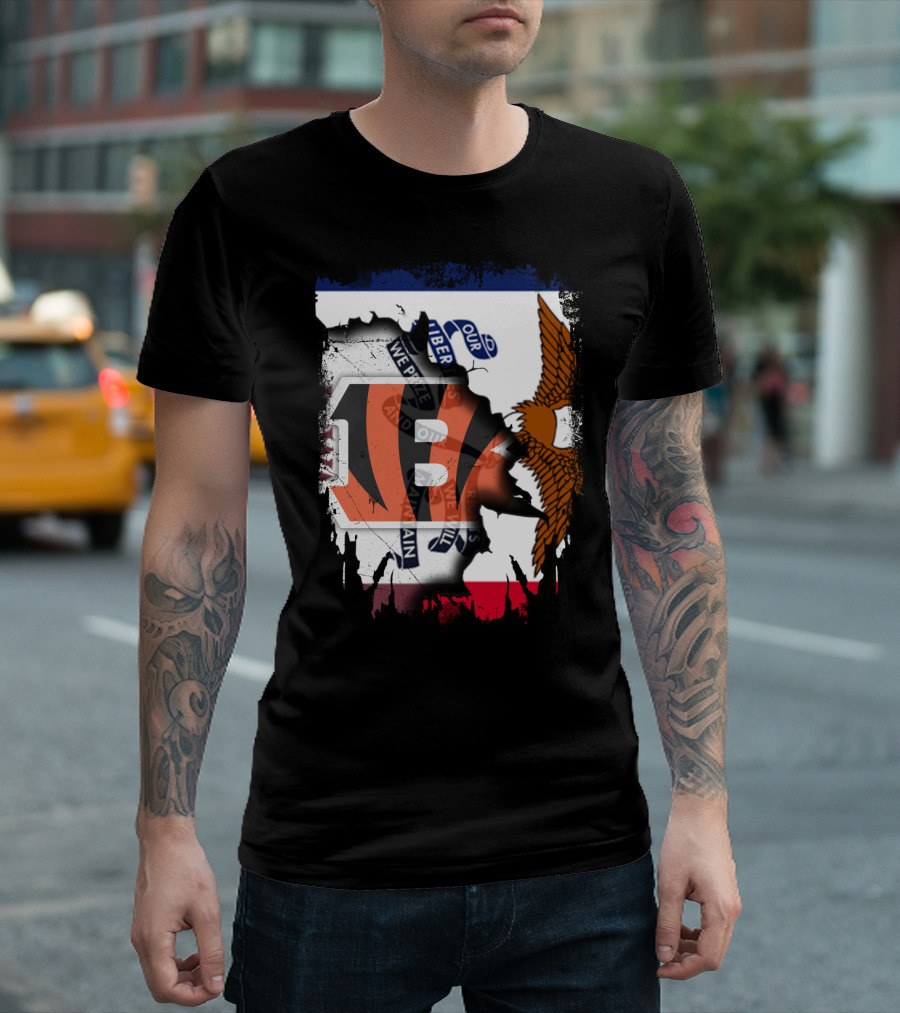 Iowa Flag With Cincinnati Bengals Logo And Eagle T-Shirt