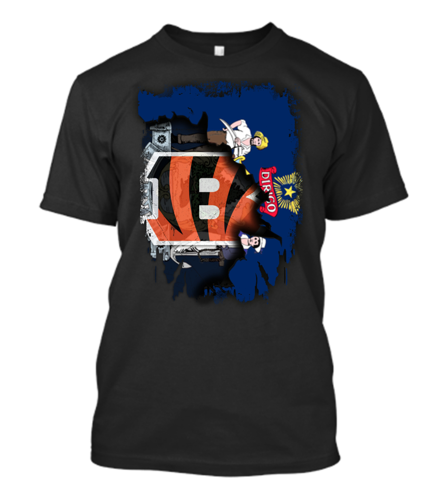 Together Maine Crest Overlay With Bengals Logo And Dirigo Motto T-Shirt