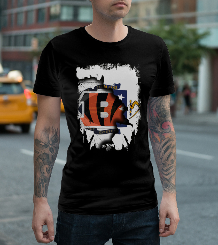 Massachusetts Together with Bengals Iconic Fusion T-Shirt
