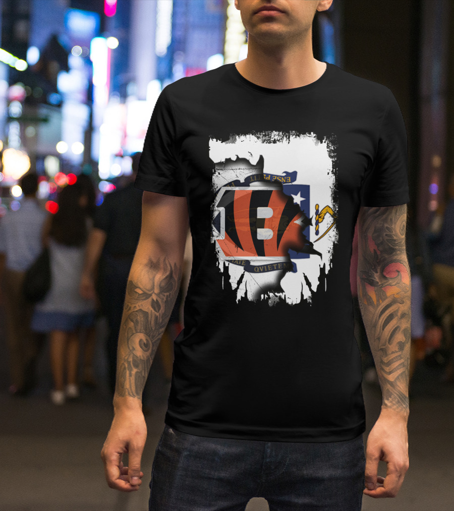 Massachusetts Together With Bengals Iconic Fusion T-Shirt