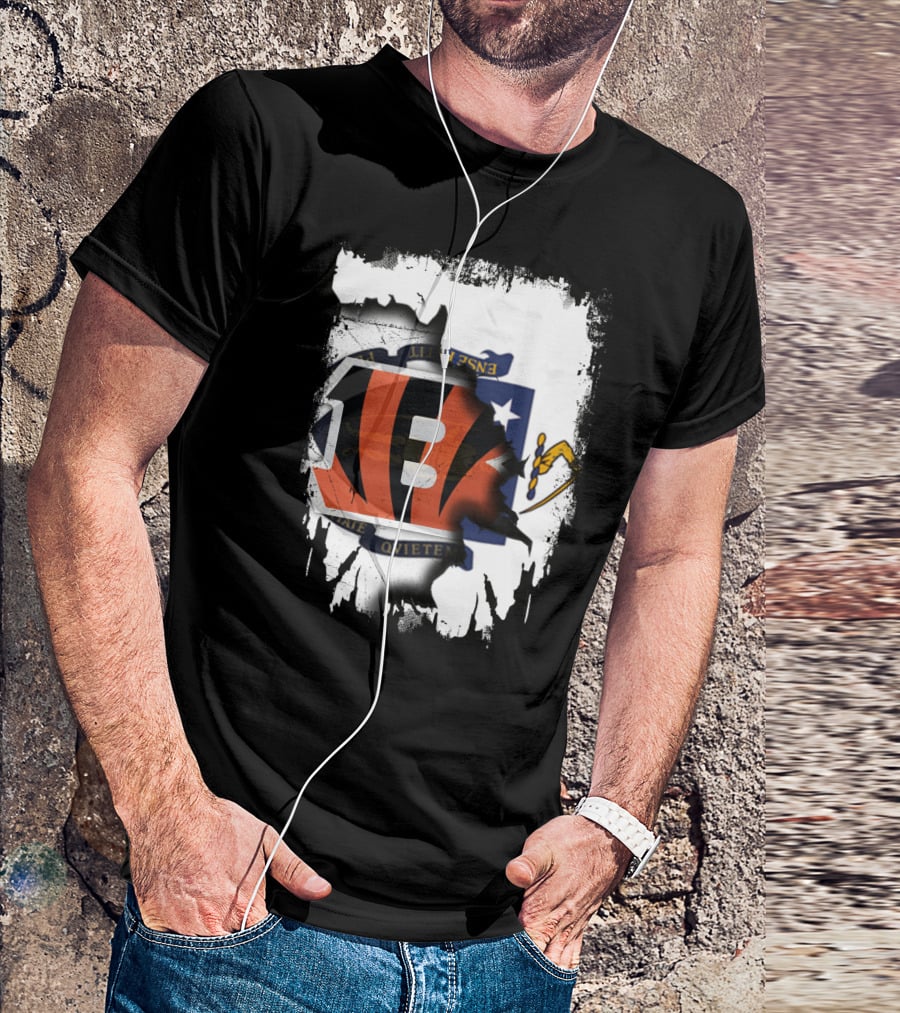 Massachusetts Together With Bengals Iconic Fusion T-Shirt