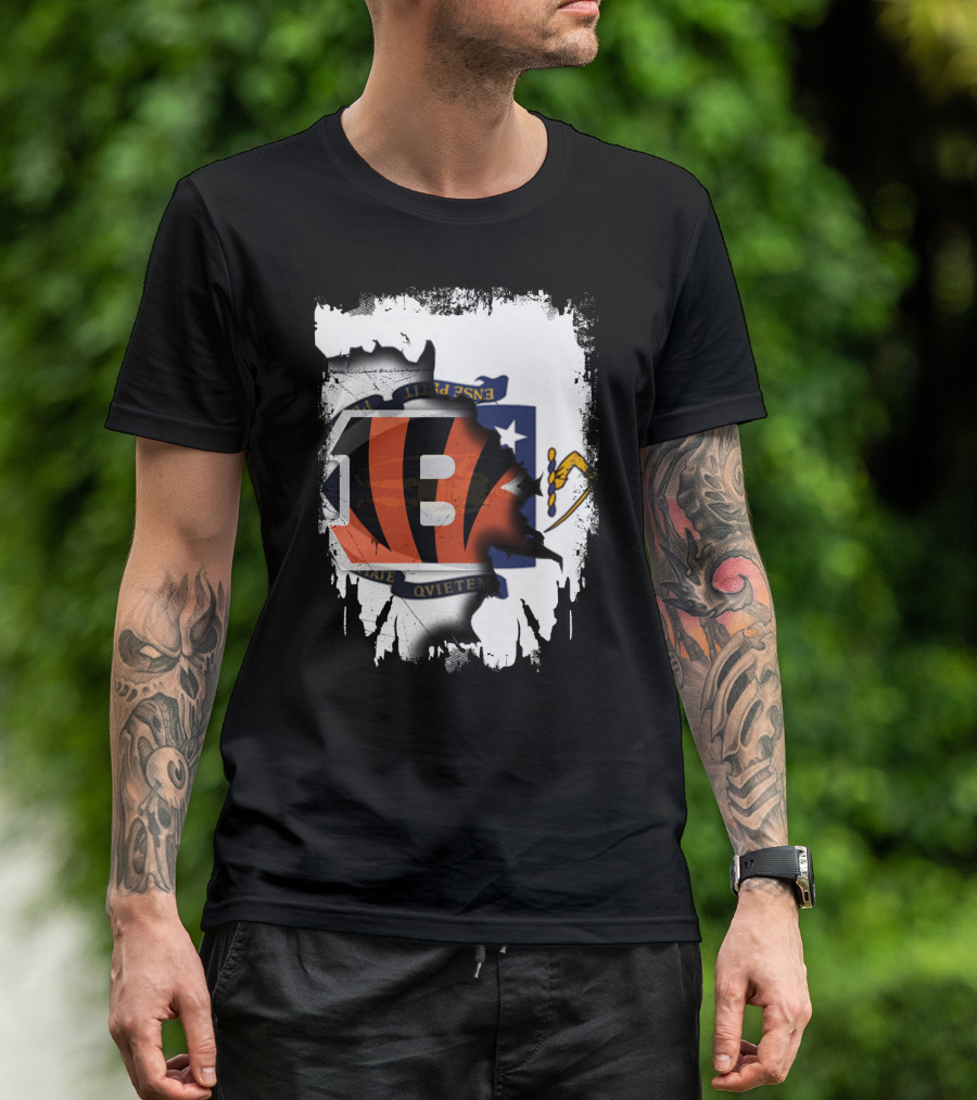 Massachusetts Together With Bengals Iconic Fusion T-Shirt