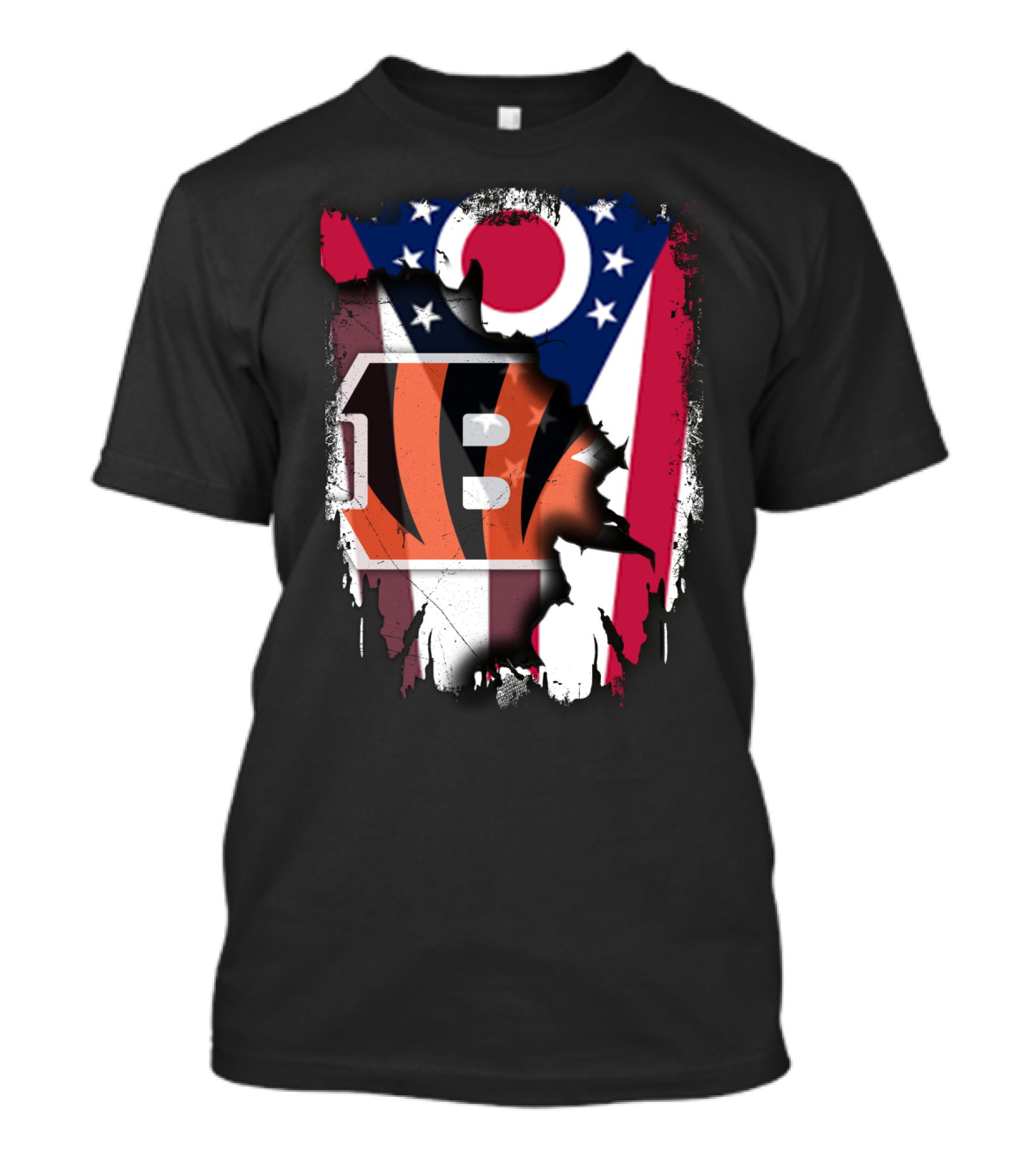 Together Ohio With Bengals Stripes And Ohio Flag Fusion T-Shirt