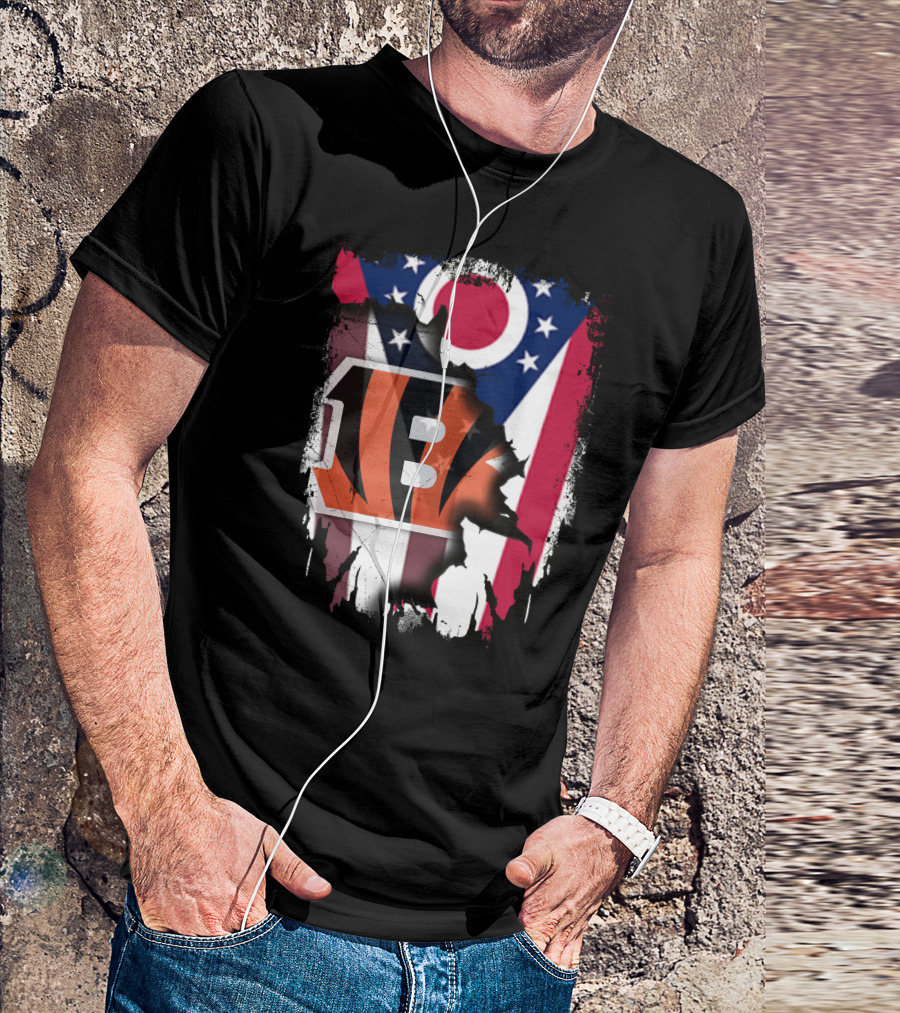 Together Ohio With Bengals Stripes And Ohio Flag Fusion T-Shirt