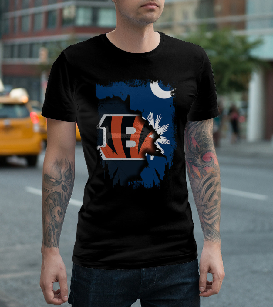 Together South Carolina With Bengals Logo and State Flag T-Shirt