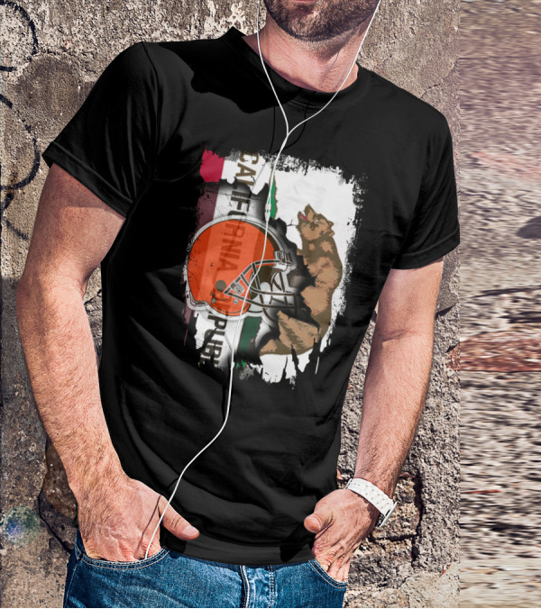 California Republic Browns Helmet Bear Football Fusion T-Shirt