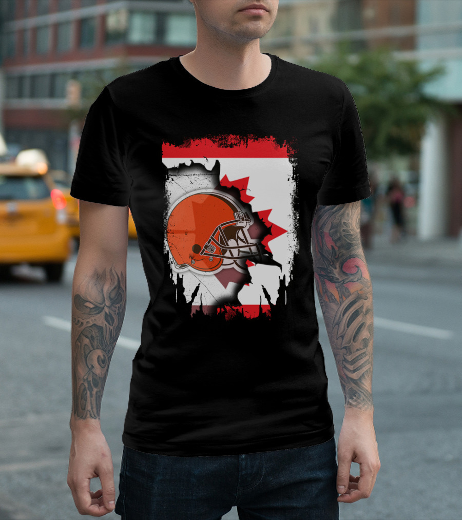 Canada and Browns Helmet T-Shirt