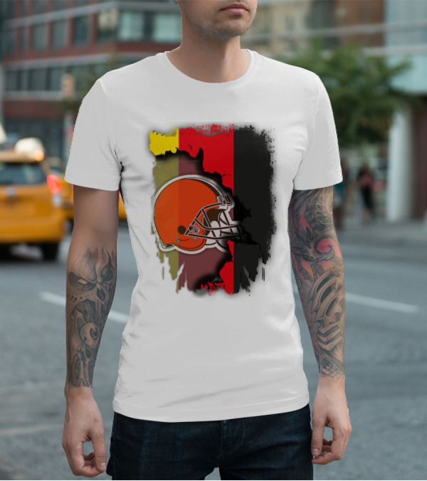 Germany Flag With Cleveland Browns Helmet T-Shirt