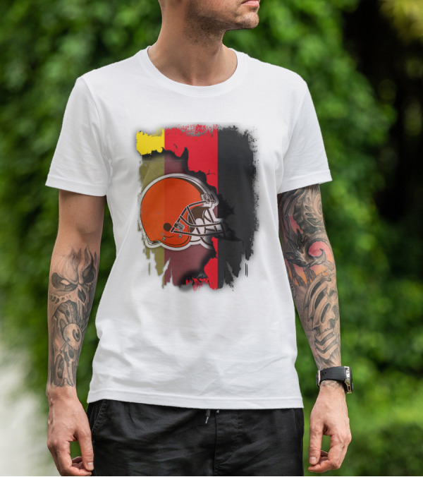 Germany Flag With Cleveland Browns Helmet T-Shirt