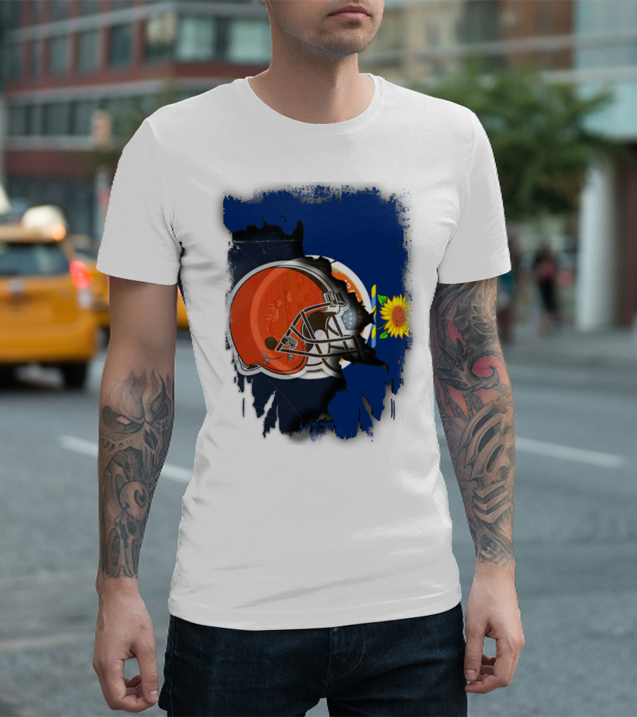 Kansas and Browns Helmet with Sunflower T-Shirt