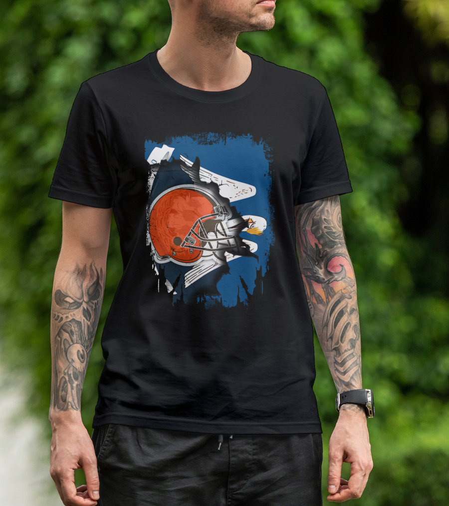 Cleveland Browns Helmet With Louisiana Eagle Motif T-Shirt
