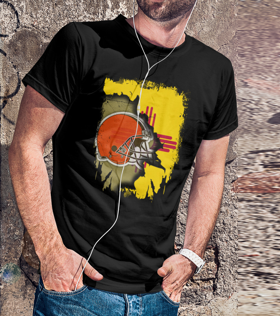 New Mexico Cleveland Browns Zia Helmet Connection T-Shirt